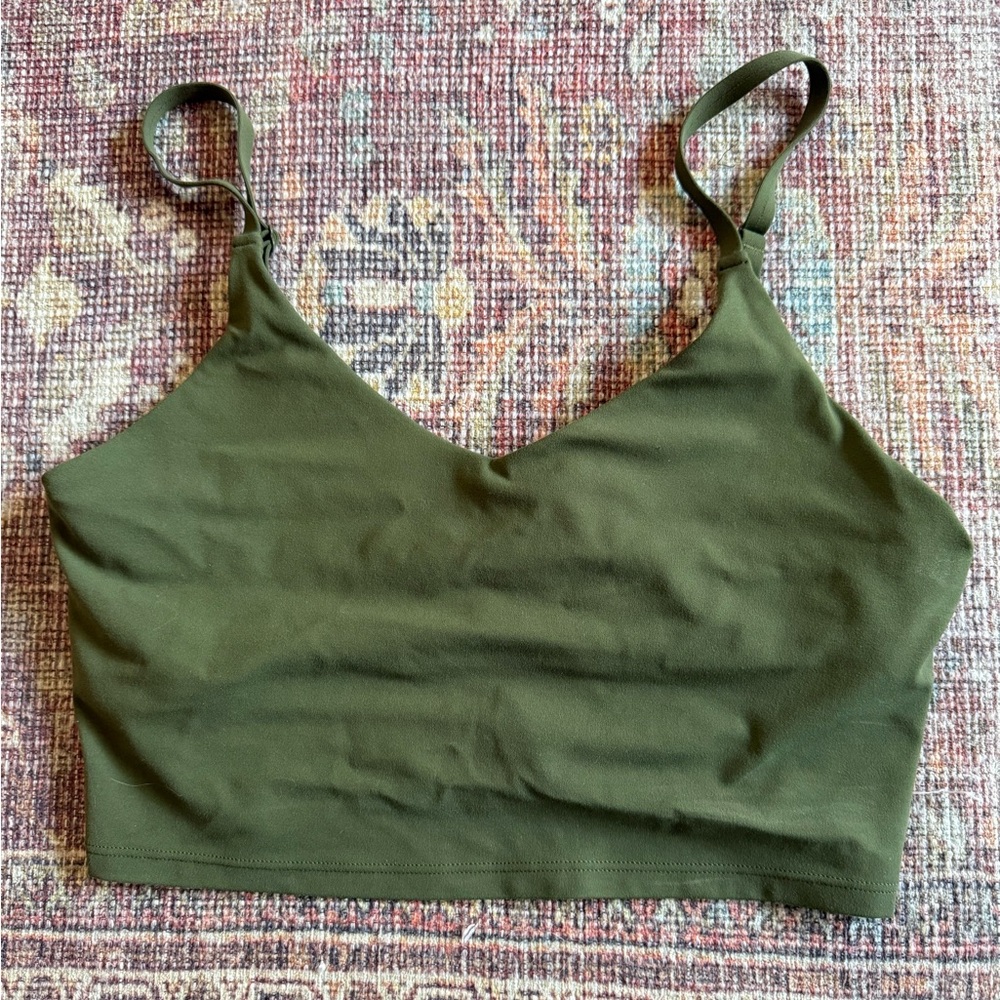 Athleta women’s medium elation Olive Green V-Neck Bralette Tank
